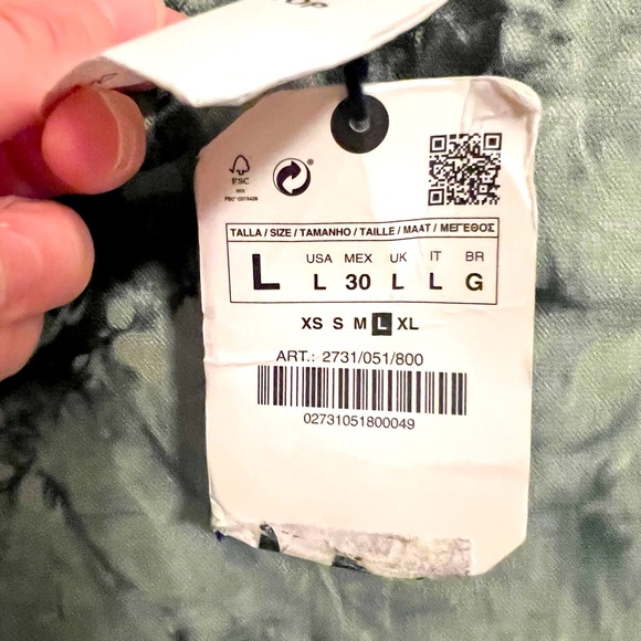 Zara Black & Green tie Dye Long Batik T-Shirt | Size L - Picture 5 of 5